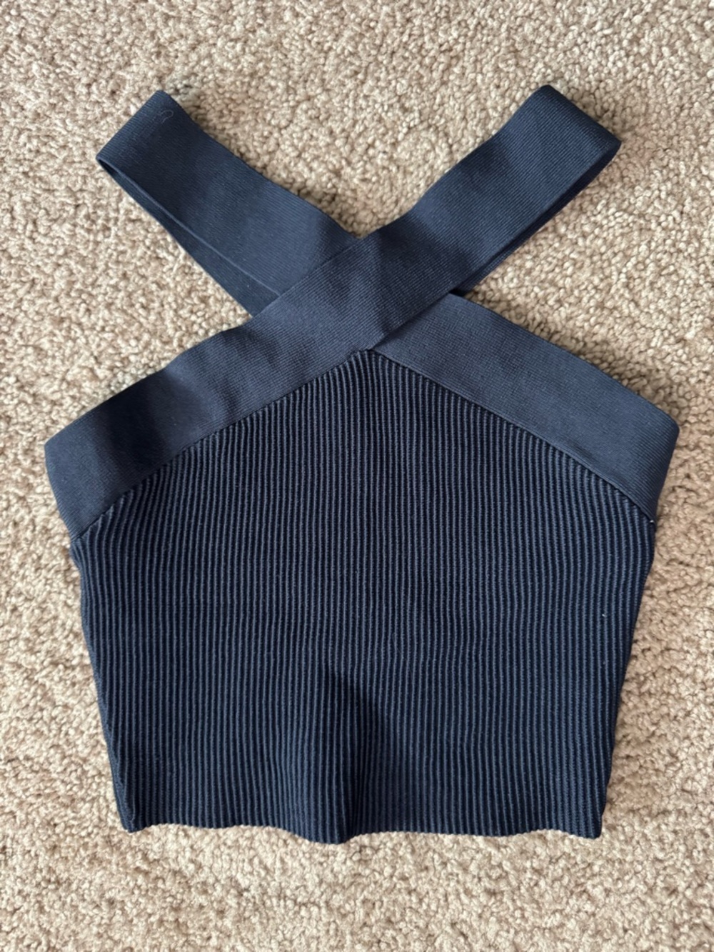 Babaton Dark Navy Crossback Rib Knit Top